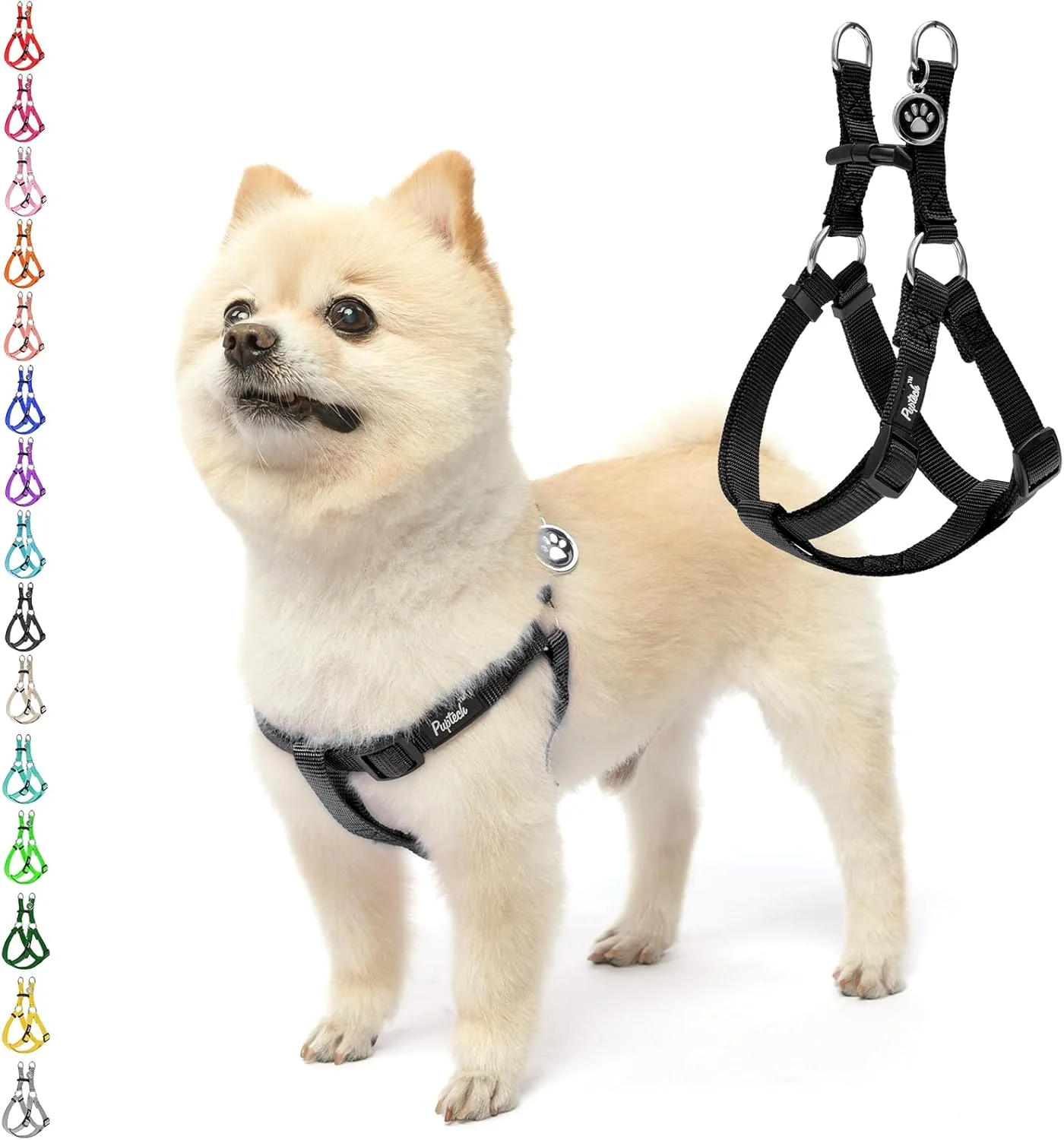 First-Class PUPTECK No Pull Dog Harness Soft Adjustable Basic Nylon Step in Puppy Vest Outdoor Walking with ID Tag Smooth