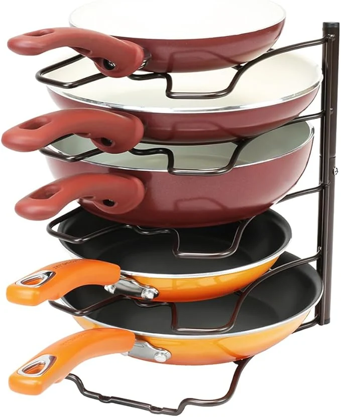 Healthy Deco Brothers Pan Organizer Rack for Kitchen Cabinet and Counter BronzeAbout ThisOverview Clean