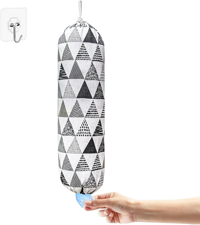 Excellent Plastic Bag Holder Wall Mount Plastic Bag Organizer Washable Large Grocery Bag Storage Dispenser Shopping Bags Carrier for Home Kitchen Travelling Adjustment with Drawstring Gray triangle 22×9 About ThisOverview Prestigious
