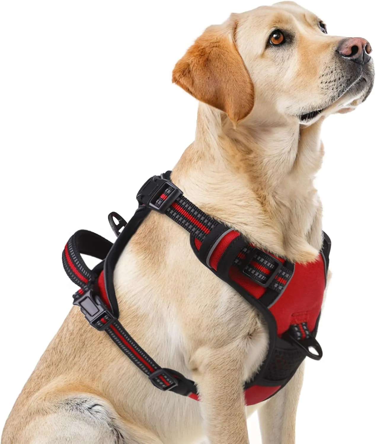Proven PUPTECK No Pull Dog Harness for Large Adjustable Reflective Dog Harness with Handle Easy Control Comfortable Soft Padded Pet Vest Harness for Large Dogs Red L Traditional
