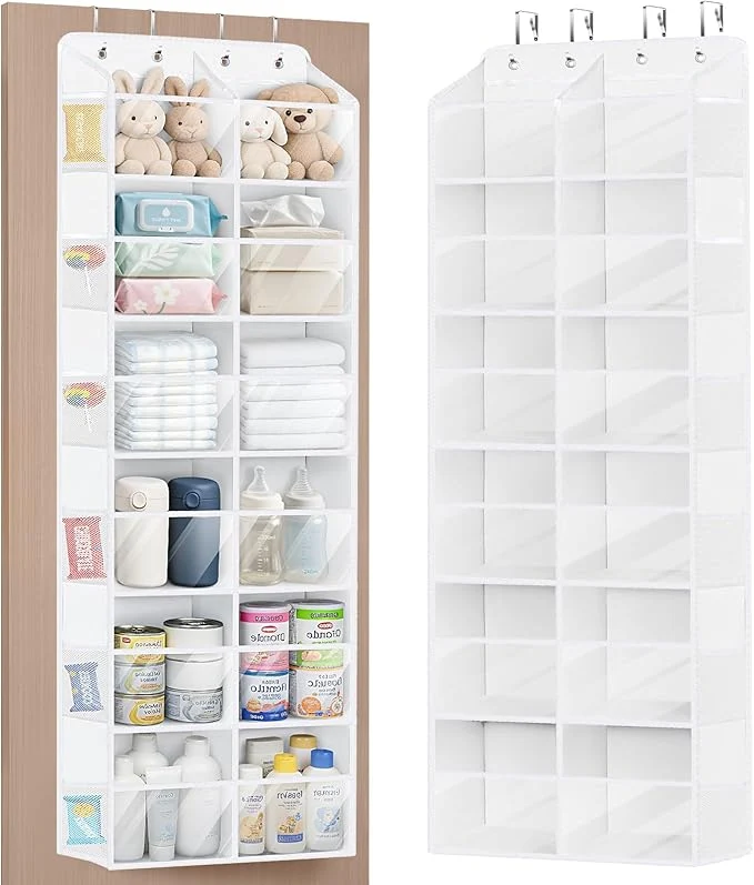 Authentic Univivi Over the Door Organizer 6 Tiers Behind Door Storage with Clear Deep Pockets Hanging Organizer for Closet Bedroom Nursery Bathroom and Sundries White About ThisOverview Convenient