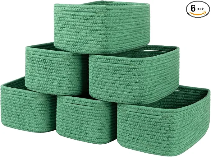 Artisan 6 Pack Storage Baskets for Shelves Small Baskets for Shelves Cute Decorative Storage Bins Organizer Basket for Gifts Empty 11.8”Lx7.8”Wx4.7”H-GreenAbout ThisOverview Original Design