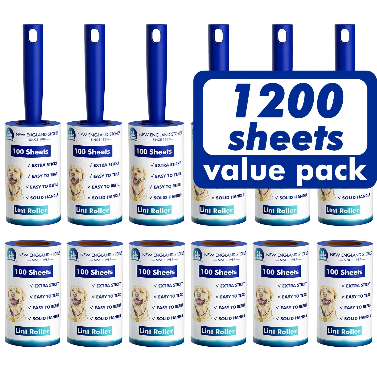 Crafted New England Stories 1200 Sheets Lint Roller – 6 Rollers 6 Refills Trusted