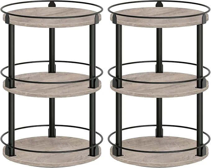 Innovative Spice Rack Set of 2 Lazy Susan Organizer 3-Tier Turntable Organizer Rotating Spice Rack Organizer For Cabinet Compact and Versatile Greige and Black SR23L2BGAbout ThisOverview Enhanced