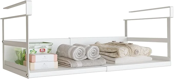 High-End Expandable Under Cabinet Shelf Organizer with 1.25 Inches Thick Clips Heavy Duty Extendable Under Shelf Storage Basket for Pantry or Laundry Room White 1 Pack Interior 5.7 H x 8.54 DAbout ThisOverview Unique