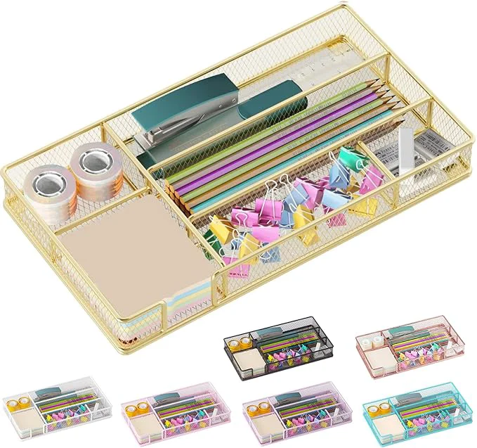 Breathable Desk Drawer Organizer Tray Office Drawer Organizer Desk Accessories Workspace Organizers Suitable for Tools Pencils Office Supplies Storage Gold About ThisOverview Sustainable