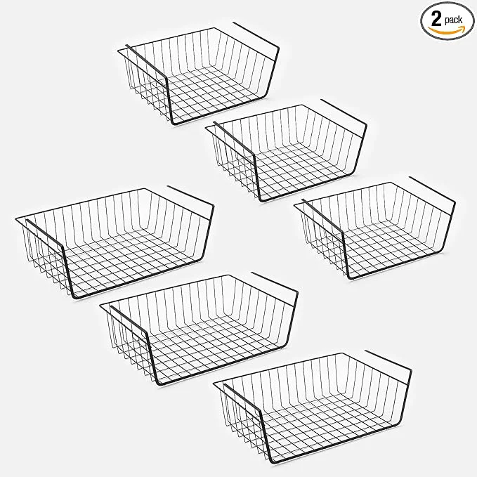 Reusable Under Shelf Basket Hanging Storage Baskets Add-on Storage Racks Slide-in Baskets Organizer for Kitchen Pantry， Desk Bookshelf Cabinet and Drobe. Black Mixed About ThisOverview High-End