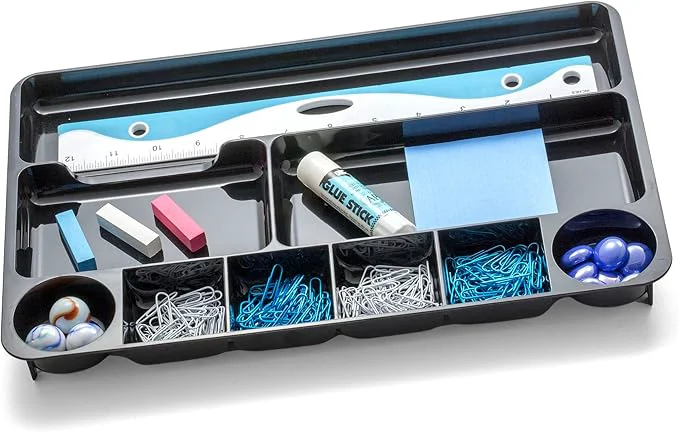 Lightweight Officemate Recycled Plastic Desk Drawer Organizer Nine Compartments 14 X 9 X 1.13 BlackAbout ThisOverview Solid
