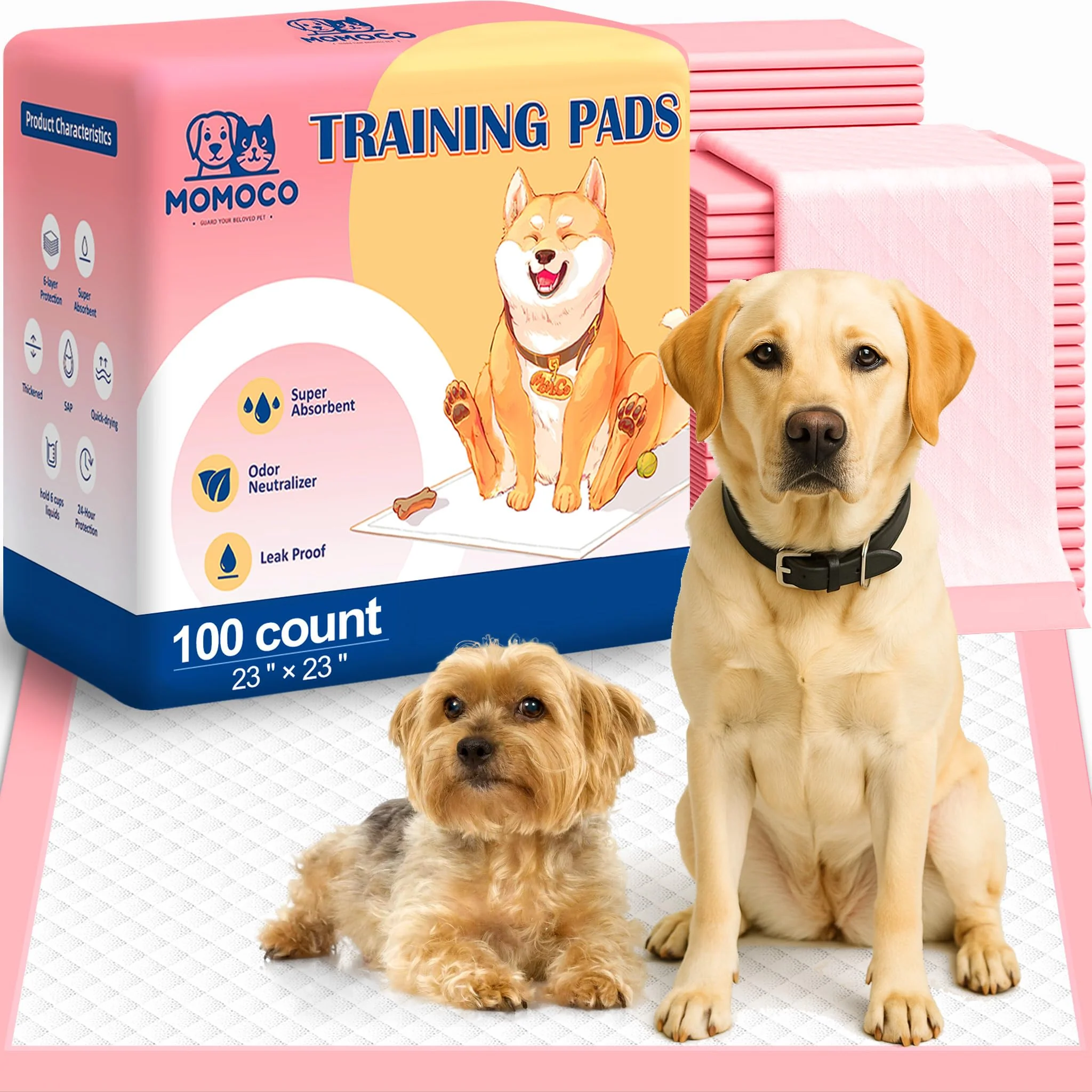 Flexible MoMoCo Puppy Pads 23×23 – 100 Count Leak-Proof Quick-Drying Training Pads Prestigious