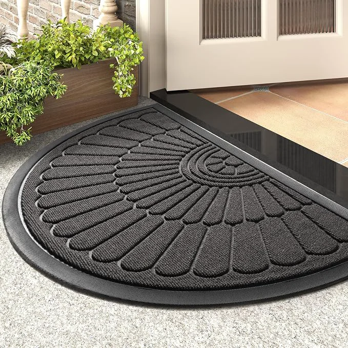 Modern tchdio Door Mat Outdoor Indoor Entrance Doormat-Semicircular Durable Rubber Non Fine