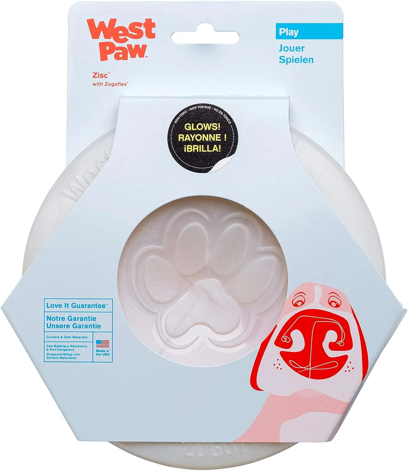 World-Class WEST PAW Zogoflex Zisc Dog Flying Disc High Flying Aerodynamic Disc for Dogs Puppy – Lightweight Floatable Disc for Fetch Tug of War Catch Play – Doubles as Food Water Bowl Small 6.5 Glow First-Class