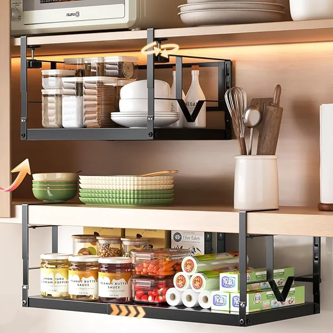 Professional Under Shelf Storage Basket Organizer – Adjustable Hanging Holder with Knob Lock by prueBox Heavy Duty Metal Panel for Pantry Kitchen Office Closet – Holds 50 lbs 1 Pack About ThisOverview Healthy