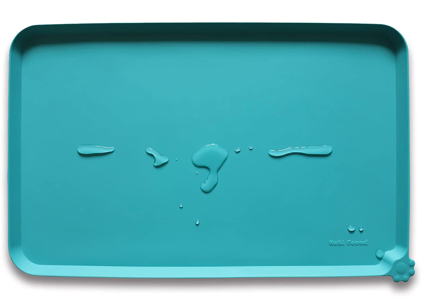 Minimalist Hoki Found L Silicone Pet Food Mats Tray Non-Slip Waterproof Teal Elegant
