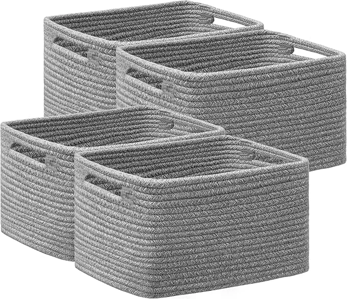 Superior UBBCARE 4 Pack Storage Baskets for Shelves Baskets for Organizing Cube Shelf Storage Bin with Handles Woven Storage Basket 13 L x 9 W x 7.5 H GreyAbout ThisOverview Innovative
