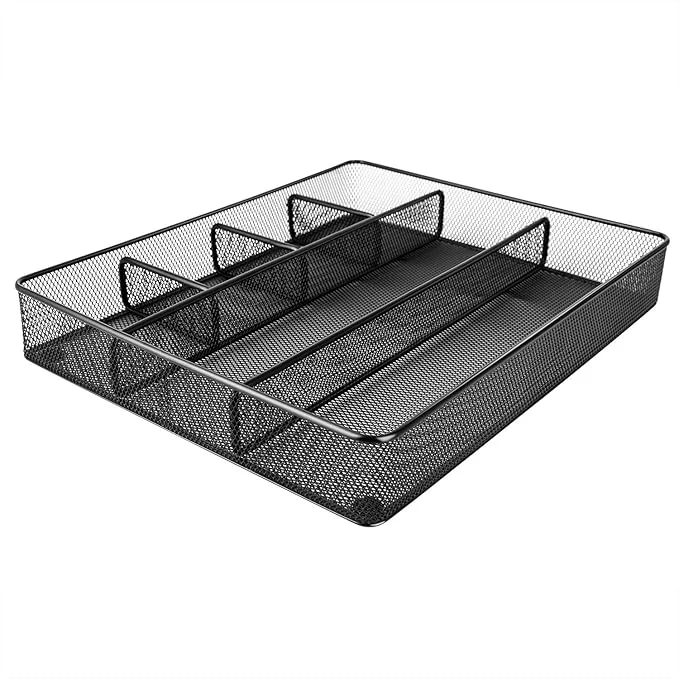 Sophisticated Amazon Basics Metal Mesh Desk Organizer with 6 Compartments Anti-Slip Pen Holder Storage Tray for Office Supplies and Home BlackAbout ThisOverview Unique