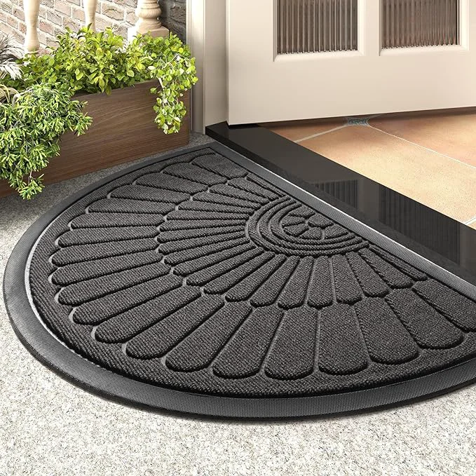 Casual tchdio Door Mat Outdoor Indoor Entrance Doormat-Semicircular Durable Rubber Non Natural