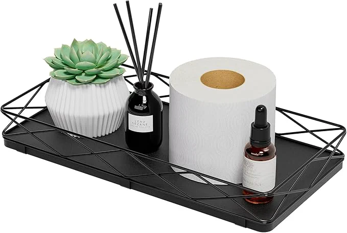 Secure Toilet Paper Basket Holder 13 Toilet Tank Tray Wood and Metal Toilet Tray Vanity Organizer Bathroom Tray Kitchen Sink Organizer for Soap Dispenser Black About ThisOverview Clean