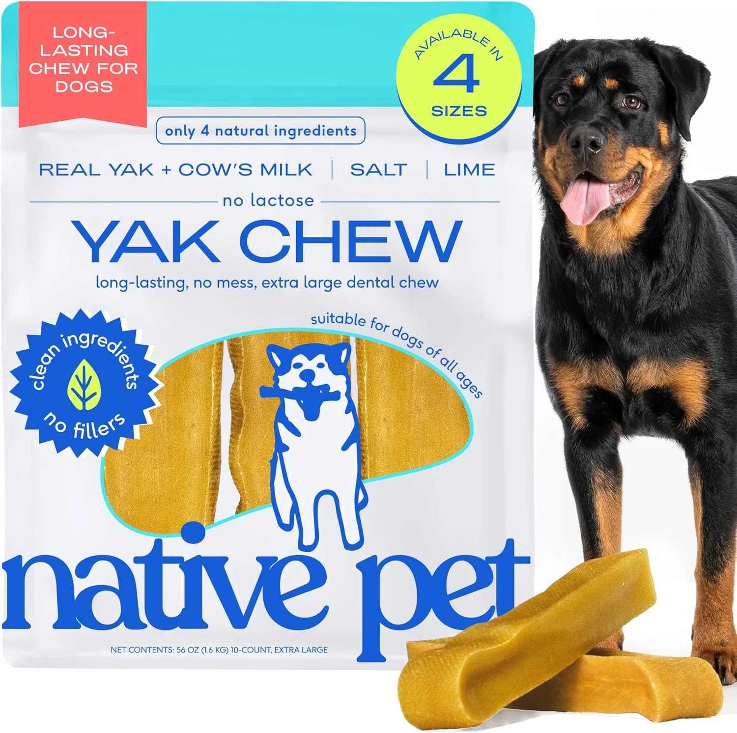 Detailed Native Pet Yak Cheese Himalayan Dog Chews XLarge – Long Solid
