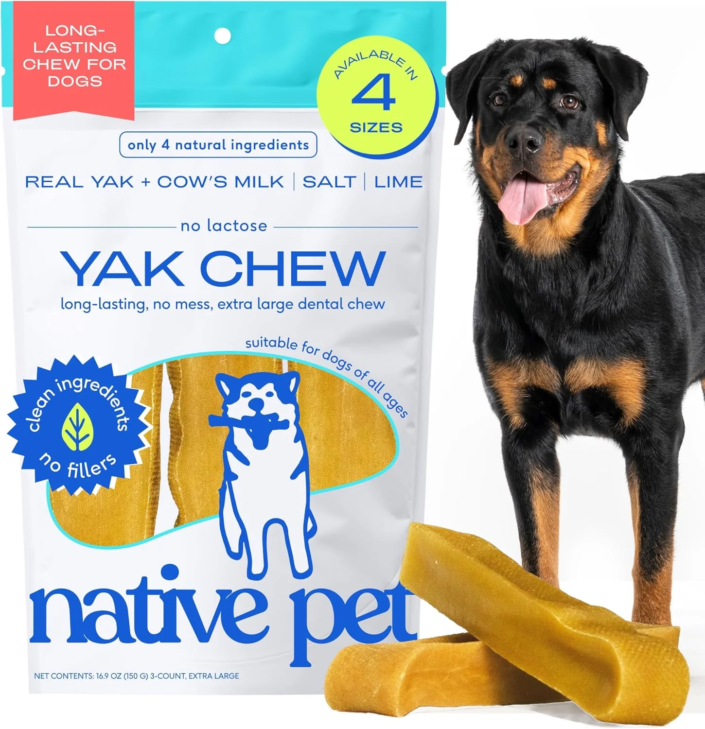 Breathable Native Pet Yak Cheese Himalayan Dog Chews XLarge – Long Recyclable