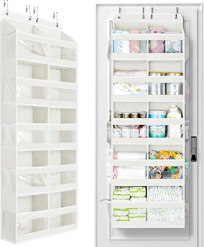 Detailed Yecaye 5-Tier Over The Door Organizer Dual-Column 80lbs Load Extra Large Over the Door Storage of 10 Compartments Heavy Duty Door Organizer Hanging for Dorm Bathroom Pantry Cream White 1 PackAbout ThisOverview Genuine