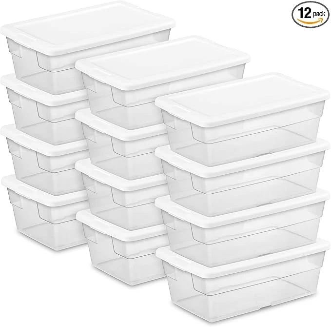 Sustainable Sterilite 12-Pack 6 Quart Storage Boxes Stackable Clear Plastic Bins with Snap-On Lids – Heavy-Duty Organizing Containers for Closet Bathroom and OfficeAbout ThisOverview High-Grade
