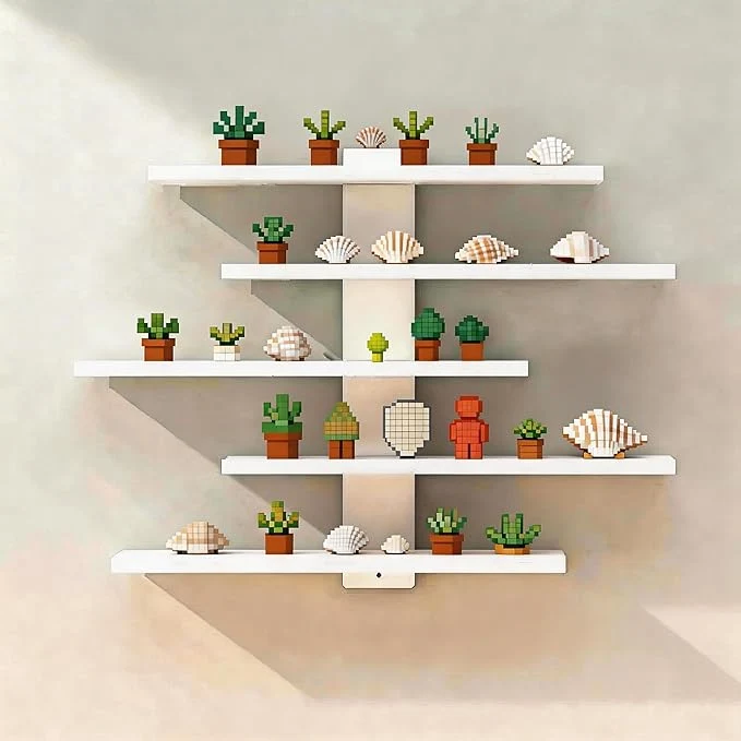 Specialty No Drill Floating Shelf for Wall 5-Tier Wall Mounted Organizer Damage- Display Shelf for Collectibles Figures Bathroom Kitchen Storage WhiteAbout ThisOverview Relaxed