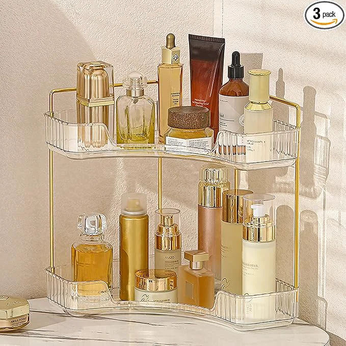 Certified Aveniee Corner Bathroom Counter Organizer Bathroom Countertop Shelf Makeup Organizer for Vanity Perfume Tray for Corner Storage 2 Tiers White About ThisOverview Refined