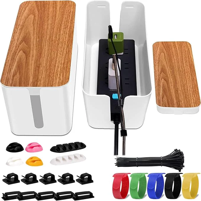 Effective YUANYE Cable Management Box Cable Management Kit for Power Strip to Hide Wires Cord Organizer Boxes Safe ABS Material Wire Organizer of Cable Clips Sleeve for Home Office 2Pack-123PCS WhiteAbout ThisOverview Enhanced