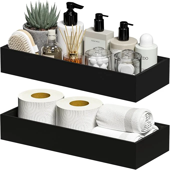 Proven Kitchen Drawer Organizer Bins Stackable Bamboo Drawer Organizer for Silverware 2 Pcs Toilet Paper Basket Holder Wood Bathroom Tray Countertop Toilet Tank Tray Black 15 x 6 x 2.5 About ThisOverview Soft