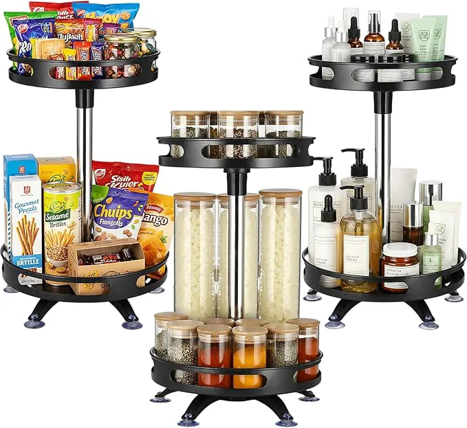 Premium Material 3 Pack Lazy Susan Organizer 2 Tier 10 Inch Metal Rotating Lazy Susan Turntable Spice Rack for Cabinet Metal Seasoning Organizer for Pantry Table Kitchen Storage Compact and VersatileAbout ThisOverview Next-Generation