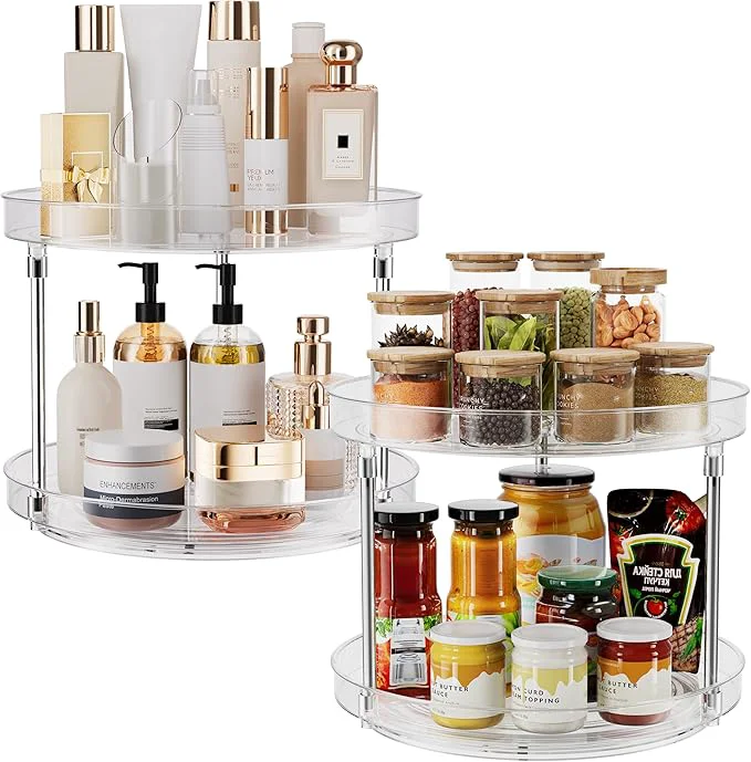 Selected 2 Pack 10.6-Inch 2 Tier Lazy Susan Organizer 360 Degree Rotating Clear Turntable for Cabinet Makeup and Perfume Organizer for Vanity Kitchen and Bathroom Counter TrayAbout ThisOverview Verified