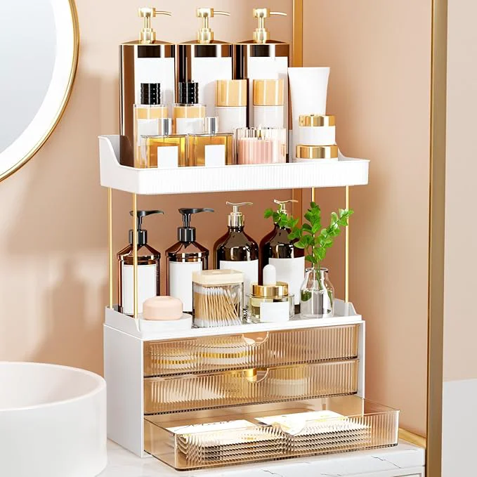 Certified 3 Large Drawers Makeup Organizer – 5 Tier Bathroom Counter Organizers and Storage Versatile Perfume Vanity Organizer I for Cosmetic Large Skincare Face Mask Office Supplies AmberAbout ThisOverview Advanced