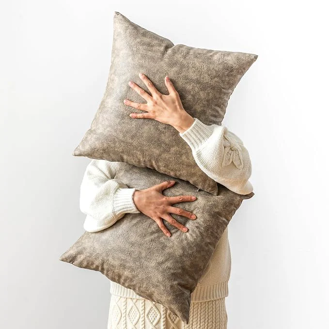 Efficient Faux Leather Throw Pillow Covers Decorative Consistent