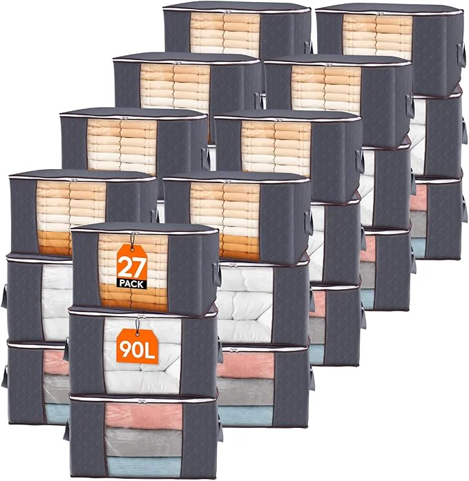 Original Lifewit 27 Pack 90L Clothes Storage Bins with Lids Foldable Blanket Storage Bags with Zippers Clear Window and Reinforced Handles Closet and Organization for Clothing Sweater Comforter BeddingAbout ThisOverview Healthy
