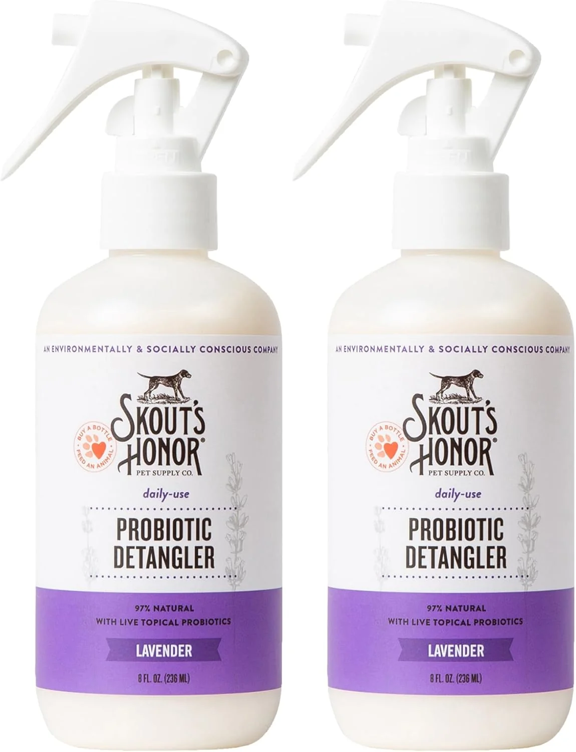 First-Class Skout’s Honor Pet Detangler Spray – Hydrating Conditioning with Avocado Oil Probiotics 97 Natural Paraben Sulfate- softens for a More brushable Coat Daily Use 8oz Lavender 2-Pack Sophisticated