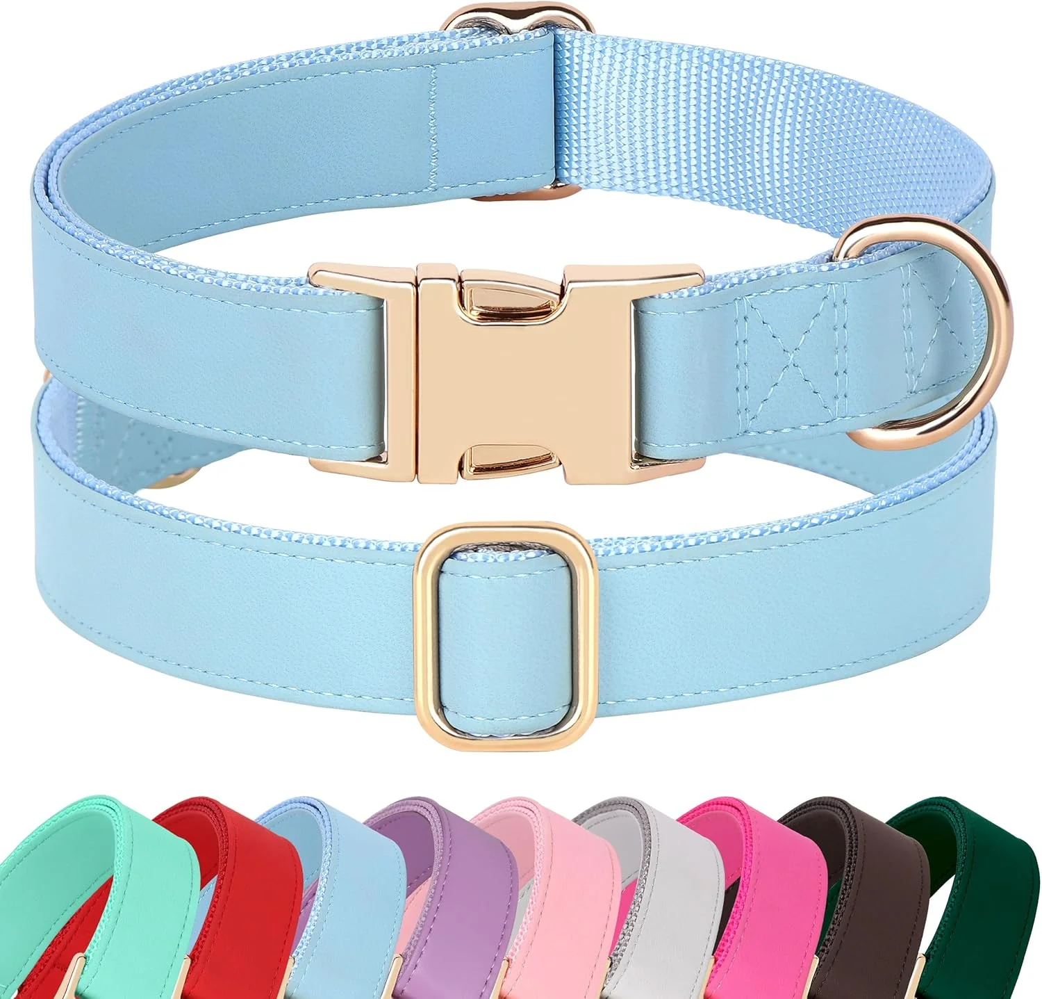 Relaxed PET ARTIST Soft PU Leather Dog Collar for Large Dogs Bright Classic Nylon Padded Durable Dog Collar Leather with Quick Release Metal Buckle Adjustable for Male Dogs Neck Fit 16-27 Superior
