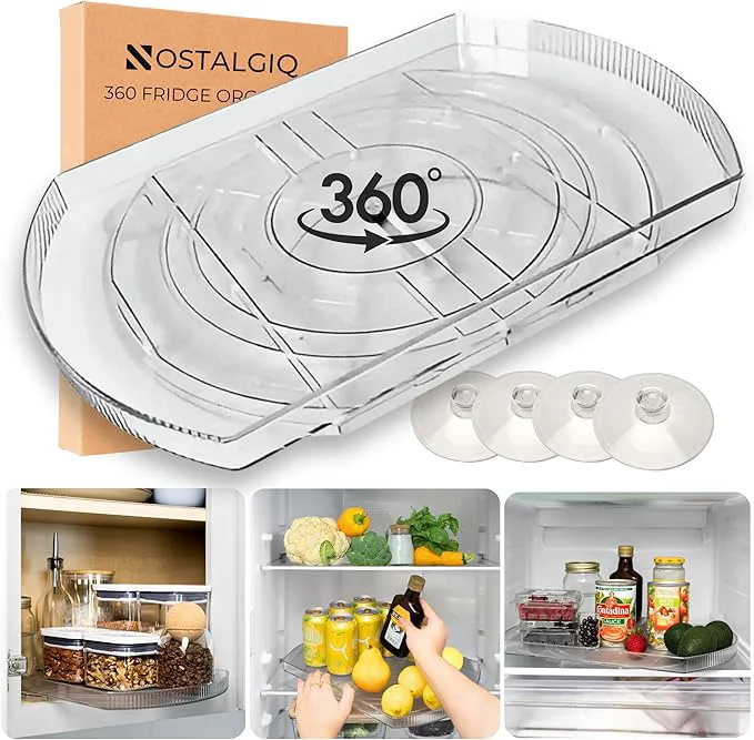 Refined NOSTA Home Rotating Lazy Susan for Refrigerator – Square Lazy Susan – Refrigerator Lazy Susan Organizer – Rotating Fridge Organizer – Large 16.5×11 About ThisOverview Original