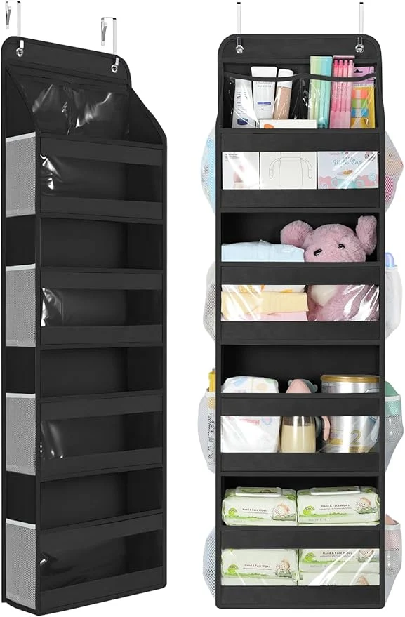 Prestigious Yecaye 5 Tier 1Pc Over the Door Organizer Swing-proof Door Organizer Hanging with Clear PVC Windows Behind the Door Storage for Bedroom Nursery Closet Laundry Pantry Bathroom BlackAbout ThisOverview Powerful