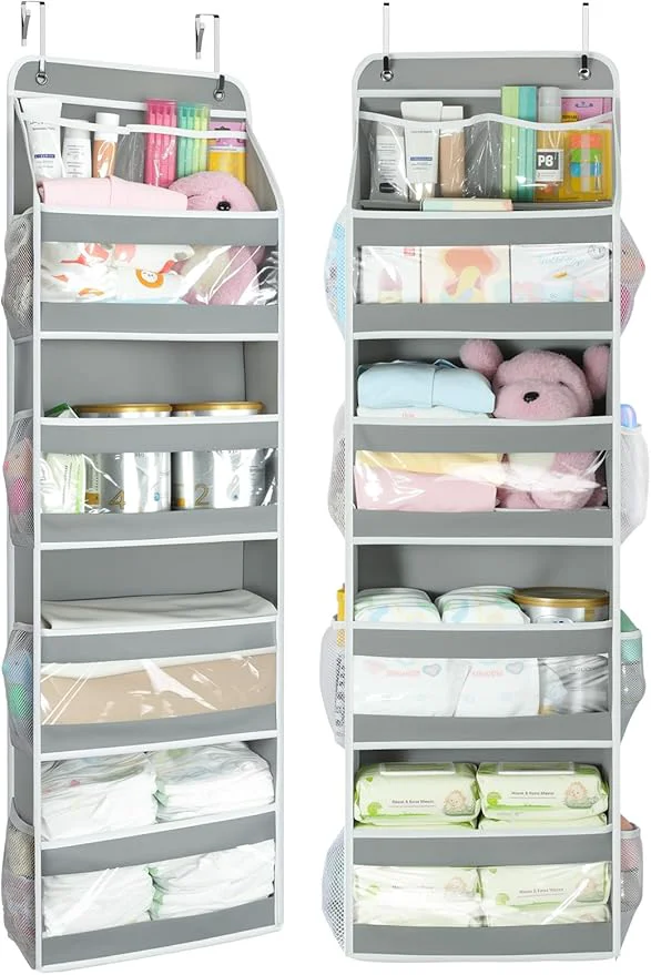 Modern Yecaye 5 Tier 2 Pc Over the Door Organizer Swing-proof Door Organizer Hanging with Clear PVC Windows Behind the Door Storage for Bedroom Nursery Closet Laundry Pantry Bathroom GreyAbout ThisOverview Consistent