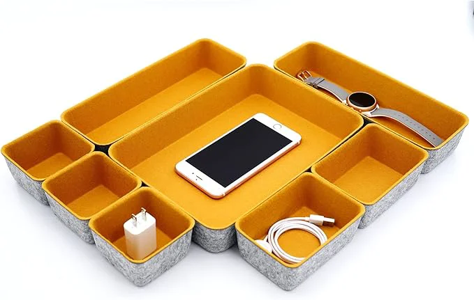 Reliable Welaxy Felt Desk Drawer Organizer Trays 8-Piece Storage Bins for Office Supplies Entryway Catchall Makeup Decluttering Curry About ThisOverview Professional