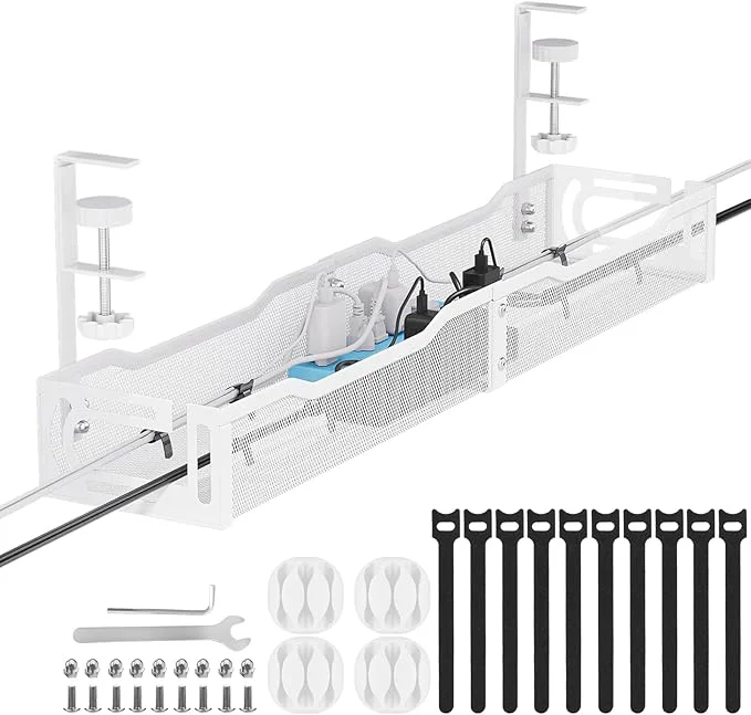 Expertly Made Cable Management 25” Cable Management Under Desk No Drill Metal Cord Organizer with Clamp for Standing Desk Cable Organizer for Home Office WhiteAbout ThisOverview Healthy