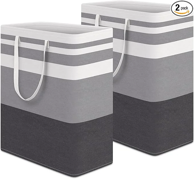 Minimalist HomeHacks 2-Pack Large Laundry Basket Waterproof standing Laundry Hamper Collapsible Tall Clothes Hamper with Extended Handles for Clothes in The Dorm and Family Gradient Grey 125LAbout ThisOverview Innovative
