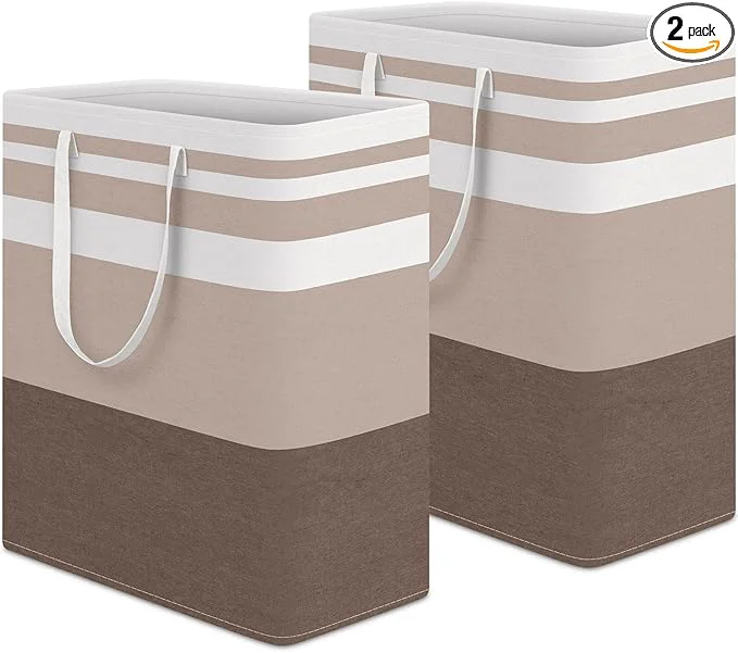 Detailed HomeHacks 2-Pack Large Laundry Basket Waterproof standing Laundry Hamper Collapsible Tall Clothes Hamper with Extended Handles for Clothes Toys in the Dorm and Family Brown 100L About ThisOverview Classic