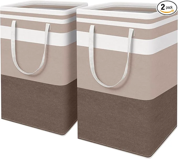 Comfortable HomeHacks 2-Pack Large Laundry Basket Waterproof standing Laundry Hamper Collapsible Tall Clothes Hamper with Extended Handles for Clothes Toys in the Dorm and Family Brown 88L About ThisOverview Recyclable
