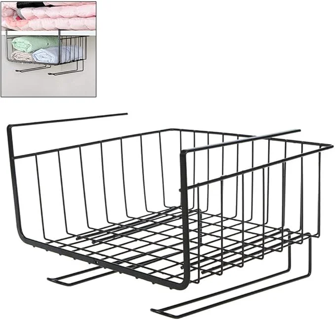 Exceptional Pssopp Under Shelf Wire Basket Hanging Storage Baskets Under Shelf Storage Organizer for Kitchen Pantry Desk Bookshelf Black About ThisOverview Traditional