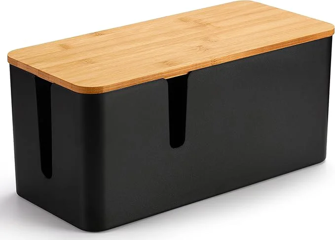 Smooth ZhiYo Bamboo Lid Cord Organizer Box Safe ABS Cable Management Box for TV and Computer Wood Cover Cord Hider to Hide Wires Router USB Hub Under Desk Power Strip 1 Pack L13.1 xW5.6 xH5.6 BlackAbout ThisOverview Versatile