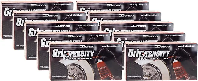 Top-Quality DENCO DISTRIBUTING INC. GripTensity Diamond Nitrile Gloves – Black 7 MIL – Latex Powder – 10 Boxes Easy-to-Use