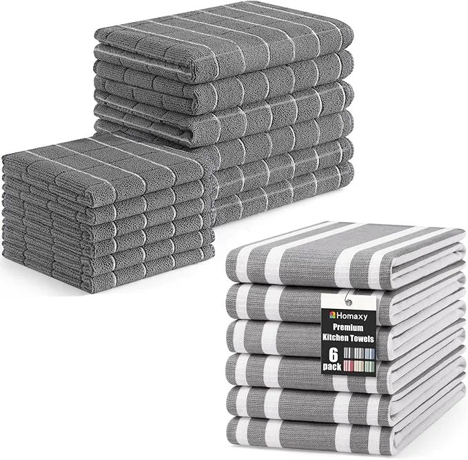 Relaxed Homaxy Microfiber Kitchen Towels and Dishcloths Set 12 Pack 28 x 16 Inch 12 x 12 Inch Quick Drying Rags for Washing Dishes and Premium Kitchen Towels 18 x 28 6 Pack GreyAbout ThisOverview Innovative