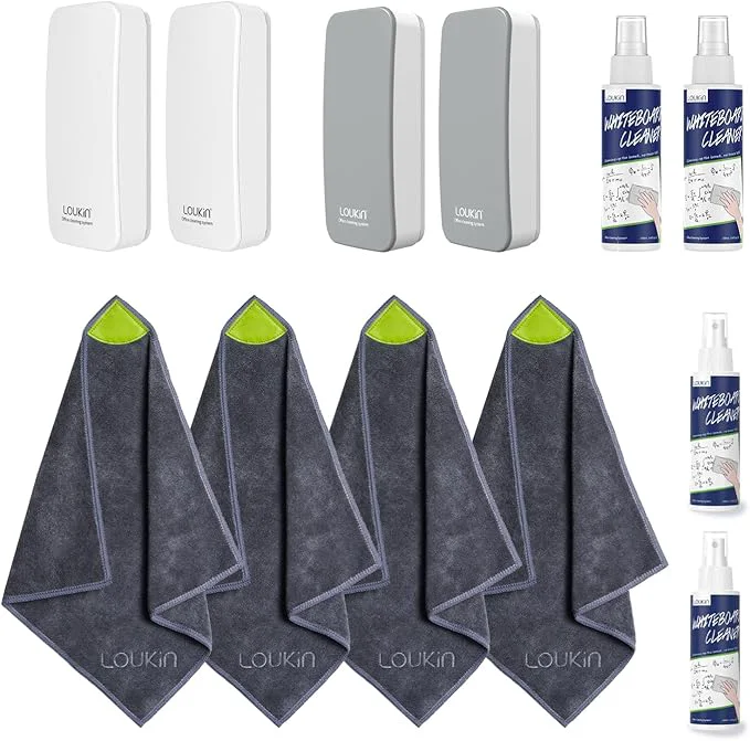 Environmentally Friendly loukin Magnetic Cleaning Cloth 4 Pack Magnetic Dry Erase Eraser Gray 2 White 2 Whiteboard Cleaner 3.4 fl oz 4 PackAbout ThisOverview Specialty