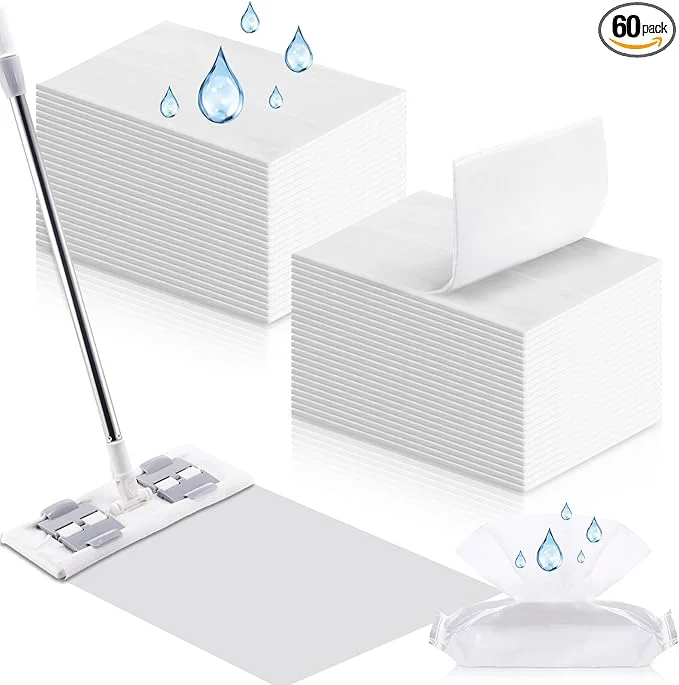 Comfortable 60 Counts Sweeper Wet Mopping Cloths Compatible with Swiffer 17.7” x 11.8” Large Wet Mop Pads Refills XL Disposable Floor Wipes Duster for Sweeping Scrubbing Cleaning Wood Hardwood Tile Environmentally Friendly